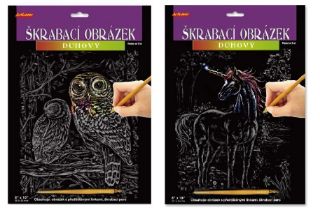 Obrázek z Škrabací obrázek - duhový (sovy, jednorožci) 